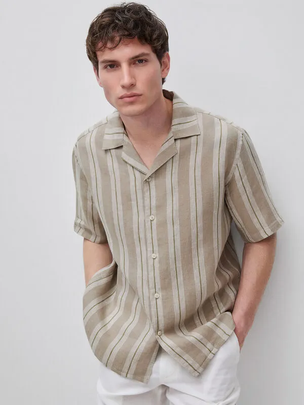 100% linen short-sleeved shirt