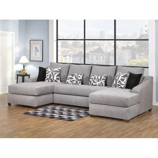 Melbourne Dual Chaise Sectional Sofa with 6 Pillows by Arely's Furniture - Gray