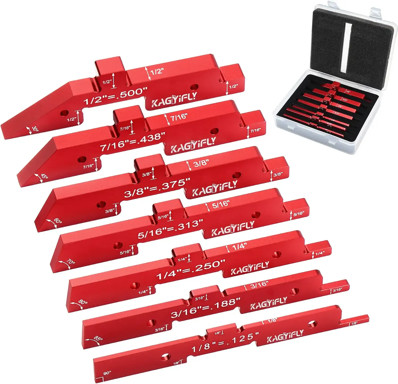Router Table Setup Bars, 7pcs Aluminum Precision Setup Blocks Height Gauge Set for Router Table Saw Accessories and Angle Woodworking Set Up(Each Block has Different Thickness)