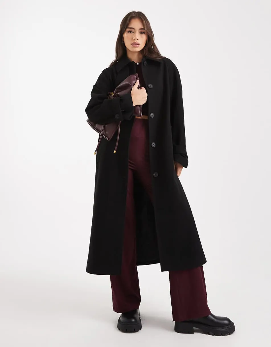 ASOS DESIGN longline car coat in black