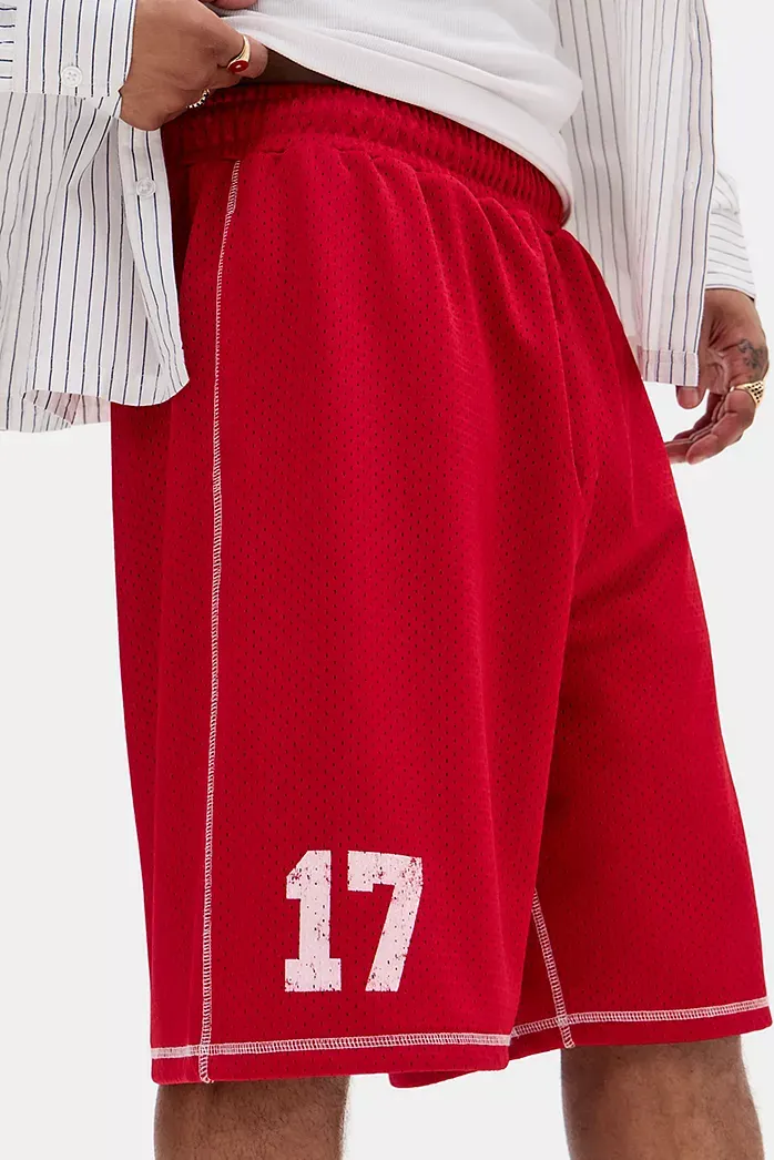 Pantaloncini da basket sportivi rossi iets frans...