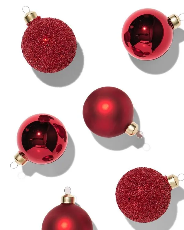 kerstballen glas rood - 6 stuks
