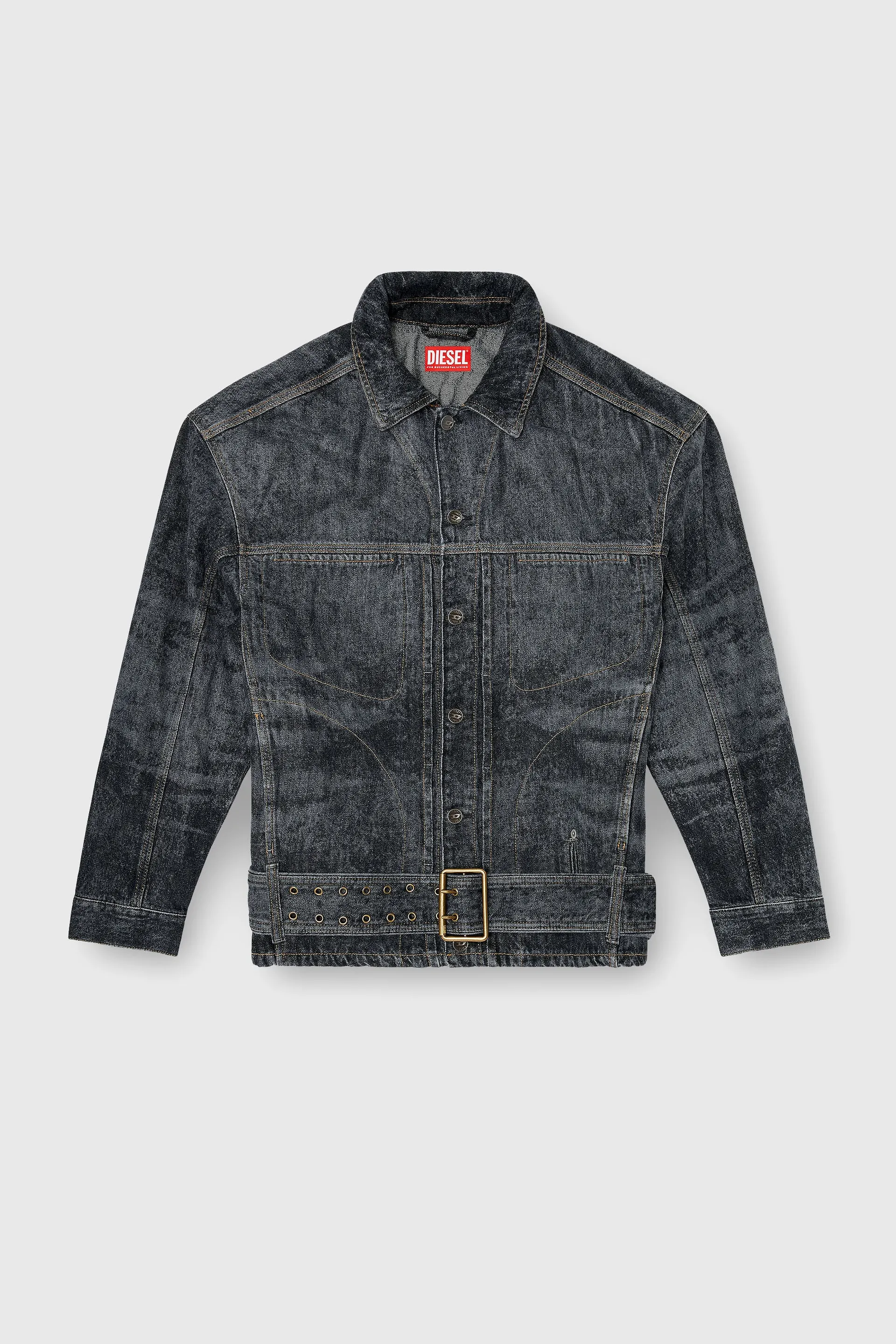 Biker-inspired denim jacket