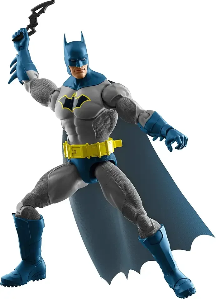 Mattel DC Premier 6.5 Inch Batman Action Figure Series 1, Detailed Super Hero Design, 22 Articulations & Fabric Cape, Weapon Stand & Accessories