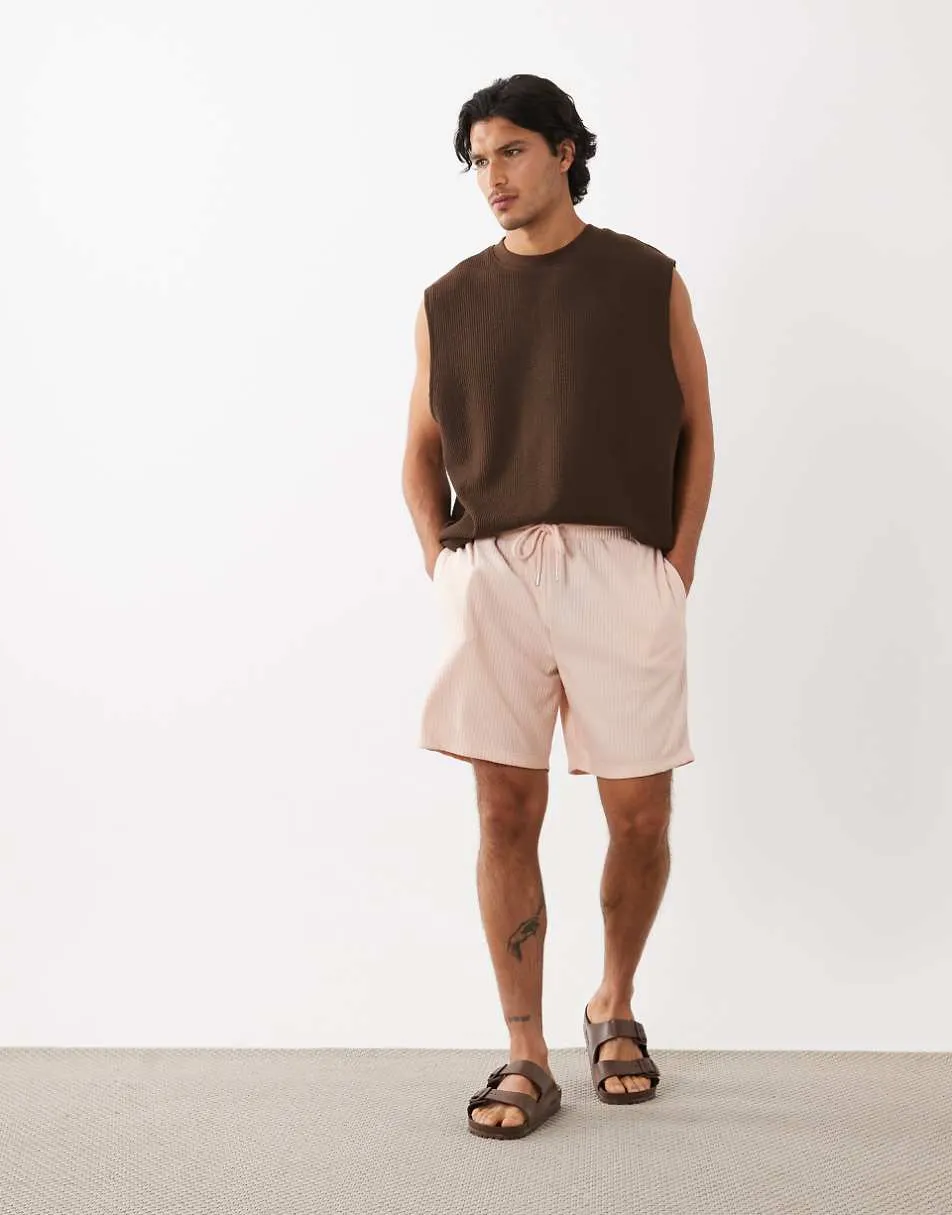 ASOS DESIGN oversized ribbed short in pink