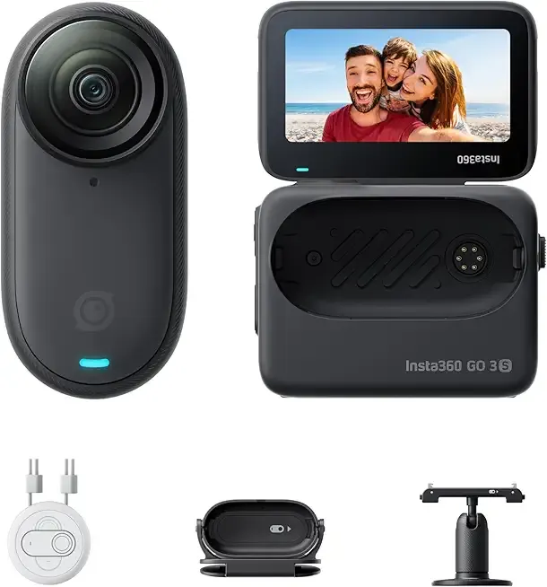 Insta360 GO 3S - 128 GB Black 4K Tiny Portable Vlogging Camera, Hands-Free POVs, Mount Anywhere, Stabilization, 140 Min Battery Life, 10m Waterproof, Pet POV