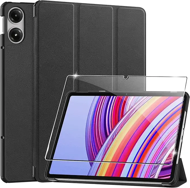 for Xiaomi Redmi Pad Pro/Xiaomi Poco Pad Case,high qualit Hard Shell, Lightweight,Quality PU,Scratch Resistant,Black for Tablet 12.1 inch-Black