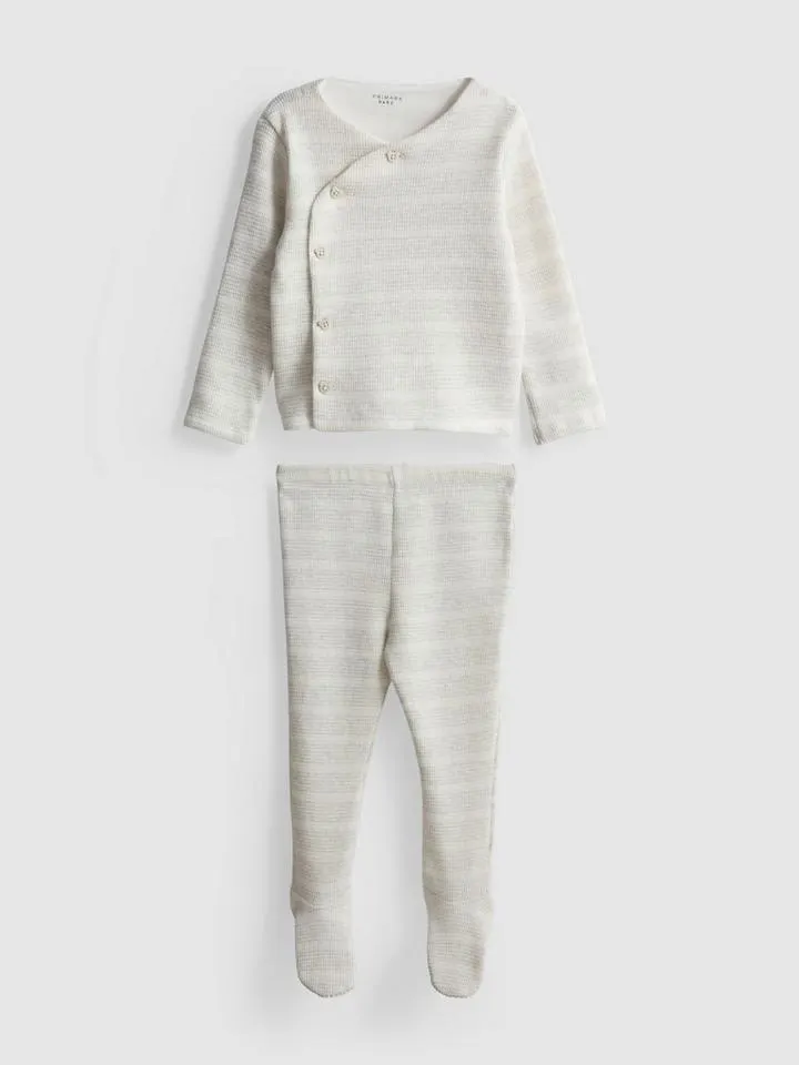 0–18 mois | Cache-cœur gaufré en coton et legging nouveau-né