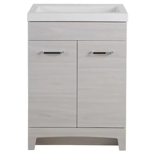 Glacier Bay Stancliff 24.5-inch W x 34-inch H x 18.75-inch D Bathroom Vanity in Elm Sky Grey with Cultured Marble Countertop/Sloped Sink