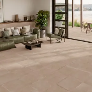 Suelo porcelánico Arcano efecto cemento beige 60x60 cm C1