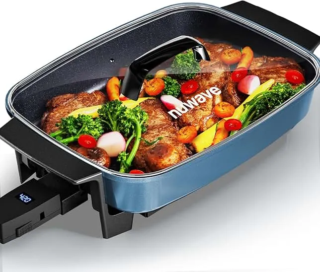 Nuwave Medley XL Digital Electric Skillet, Family Size Griddle w/Glass Lid, 2025 New & Improved Precision Heating, 100°-425°F, PFAS Free G11 Nonstick Ceramic Coating, Portable Hot Plate, 7qt Capacity