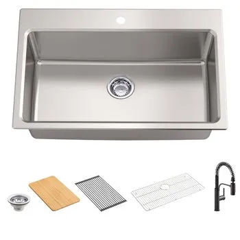 Kohler Provo 33" Dual Mount Single-bowl Workstation Kitchen Sink Kit