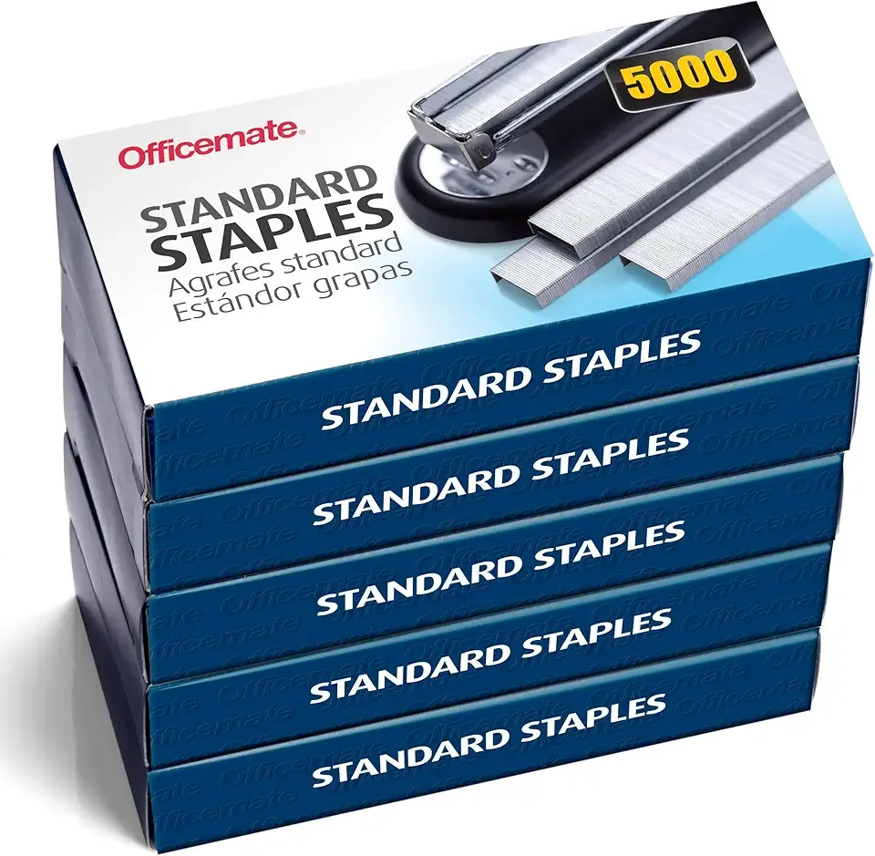 Officemate Standard Staples, 5 Boxes General Purpose Staple, 5000 Staples/Box (91925)