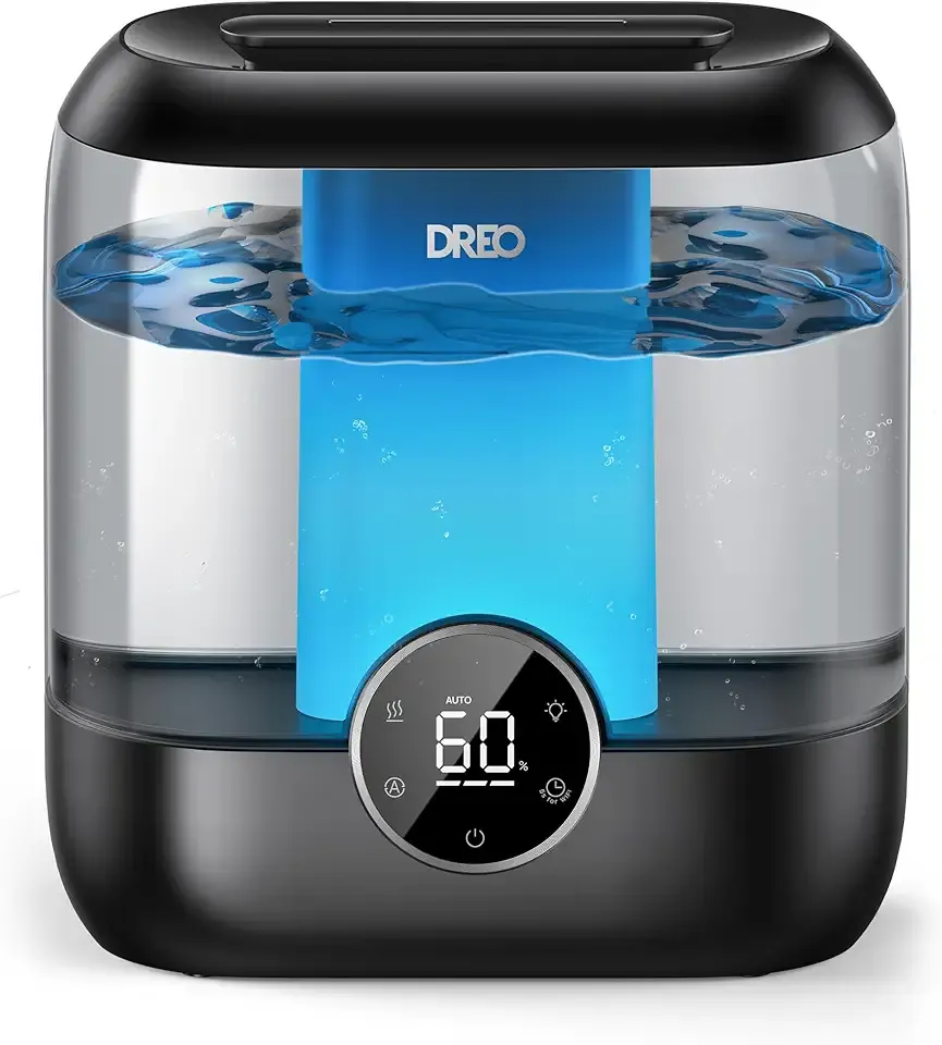 Dreo 6L Top Fill Humidifiers for Bedroom, 60H Runtime Supersized Cool Mist Humidifier for Large Room, 28 dB Quiet Baby Air Humidifiers for Nursery, Plants, Indoor, Night Light, LED Display, Ultrasonic