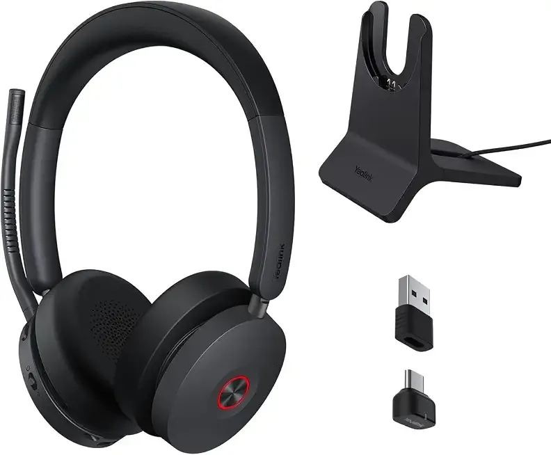 Yealink BH74 ANC Wireless Headset with Mic for Work,UC Compatible,USB C/A | 6 AI Active Noise Cancelling Mic, with Charging Stand,Plug& Play,Mute Button, 32H Talk Time, Native Bluetooth for Hybrid Work