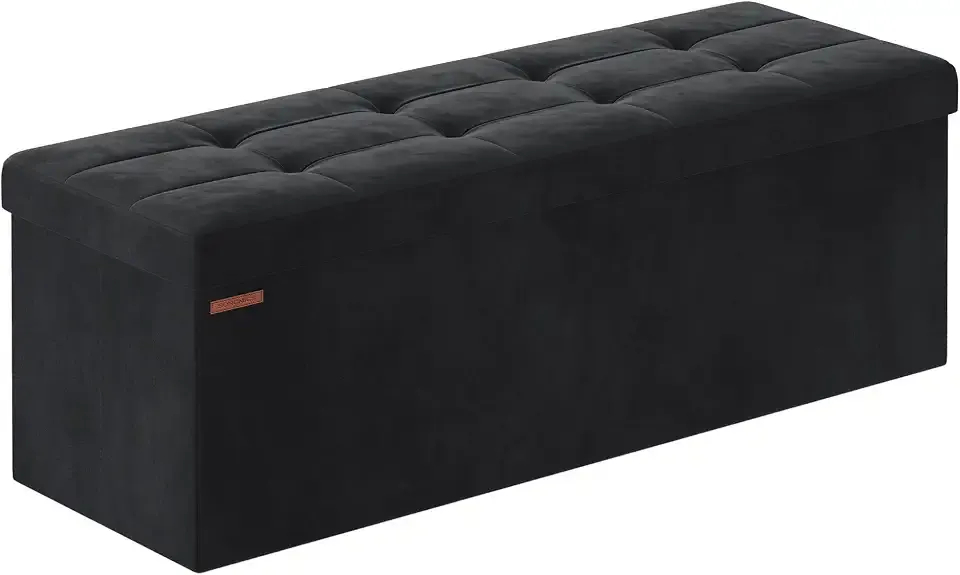 Storage Ottoman Bench, 43.3 Inches Velvet Foldable Foot Rest