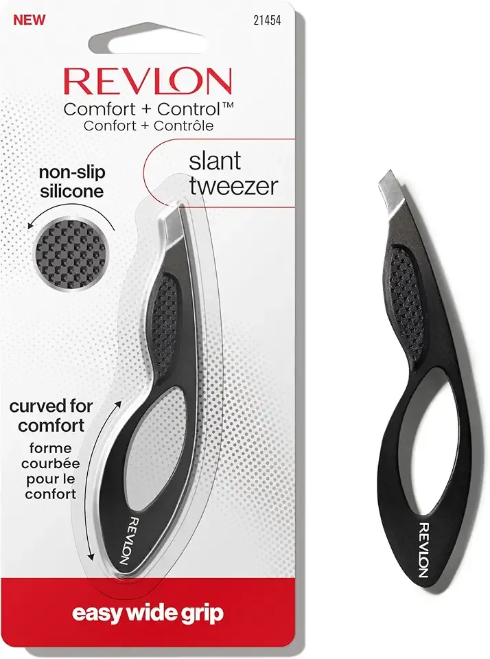 Revlon Comfort and Control Tweezer, Easy to Use Eyebrow Tool with Wide Grip, 1 count