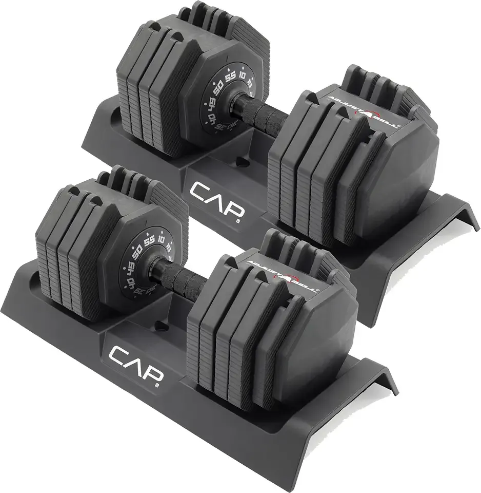 CAP Barbell 55 lb Pair of Adjustable Dumbbells with Full Rotation Black Handle
