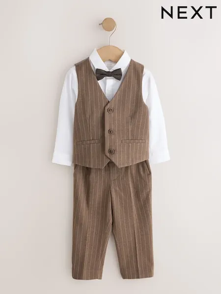 Olive Green Waistcoat Shirt Trousers & Bow Tie Set (3mths-9yrs)