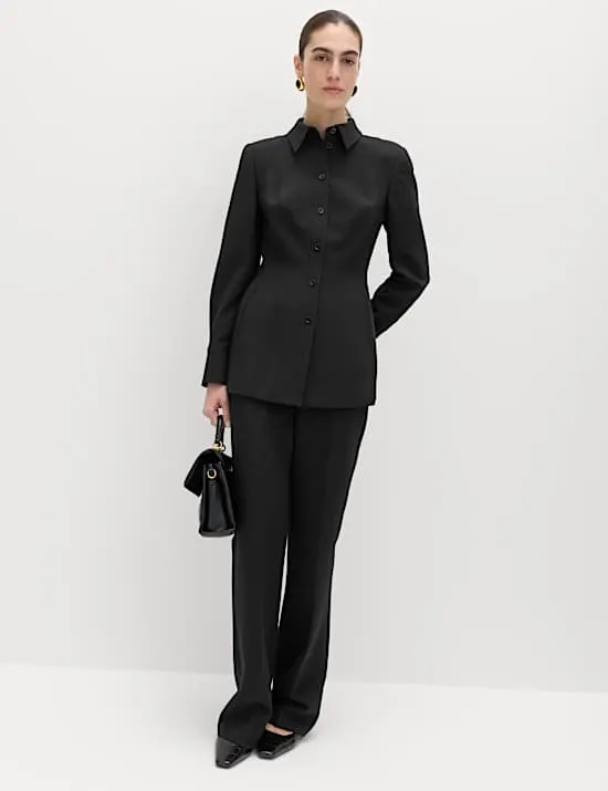 Slim Side Zip Flared Trousers