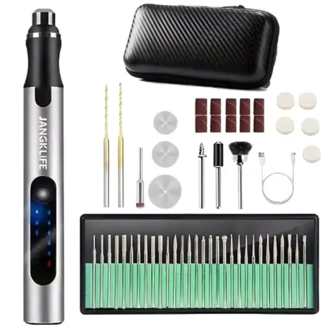 Cordless Rotary Tool Set - Rechargeable Engraving Pen with Adjustable Speeds, Portable Woodworking Kit for Sanding, Polishing, Drilling & Etching, 280mAh Battery, Carving Pen，Engraving, DIY Crafts