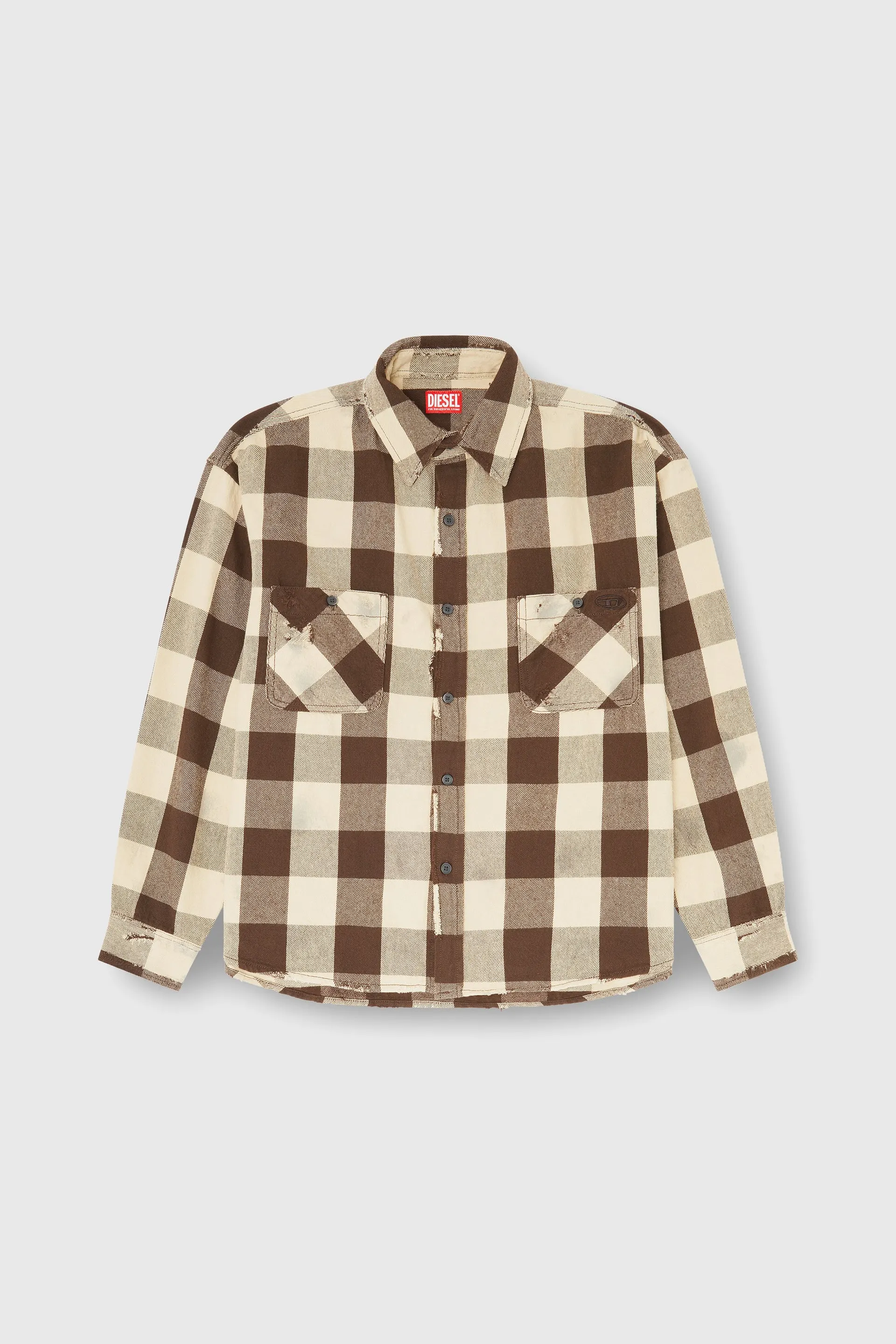 Check flannel shirt with distressed effect