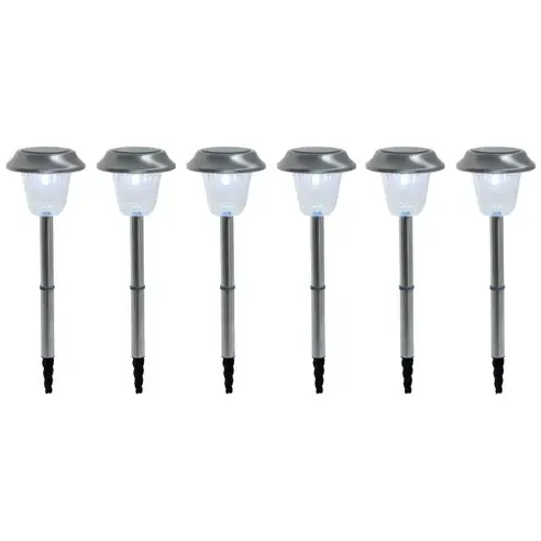 6er-Set Solar-LED-Erdspieß - stahl
