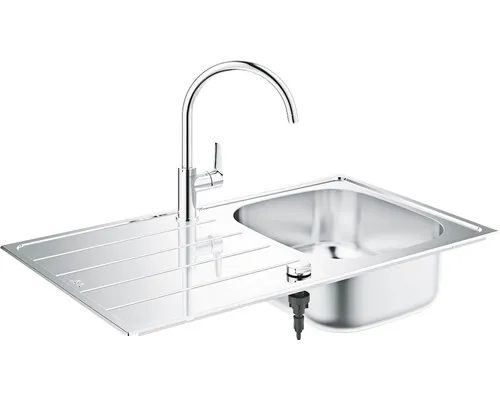 Nerezový dřez Vima s baterií Grohe Bau 500 x 860 mm 31562SD1