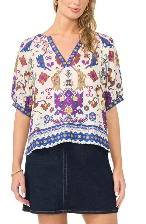 Printed Puff Sleeve Top