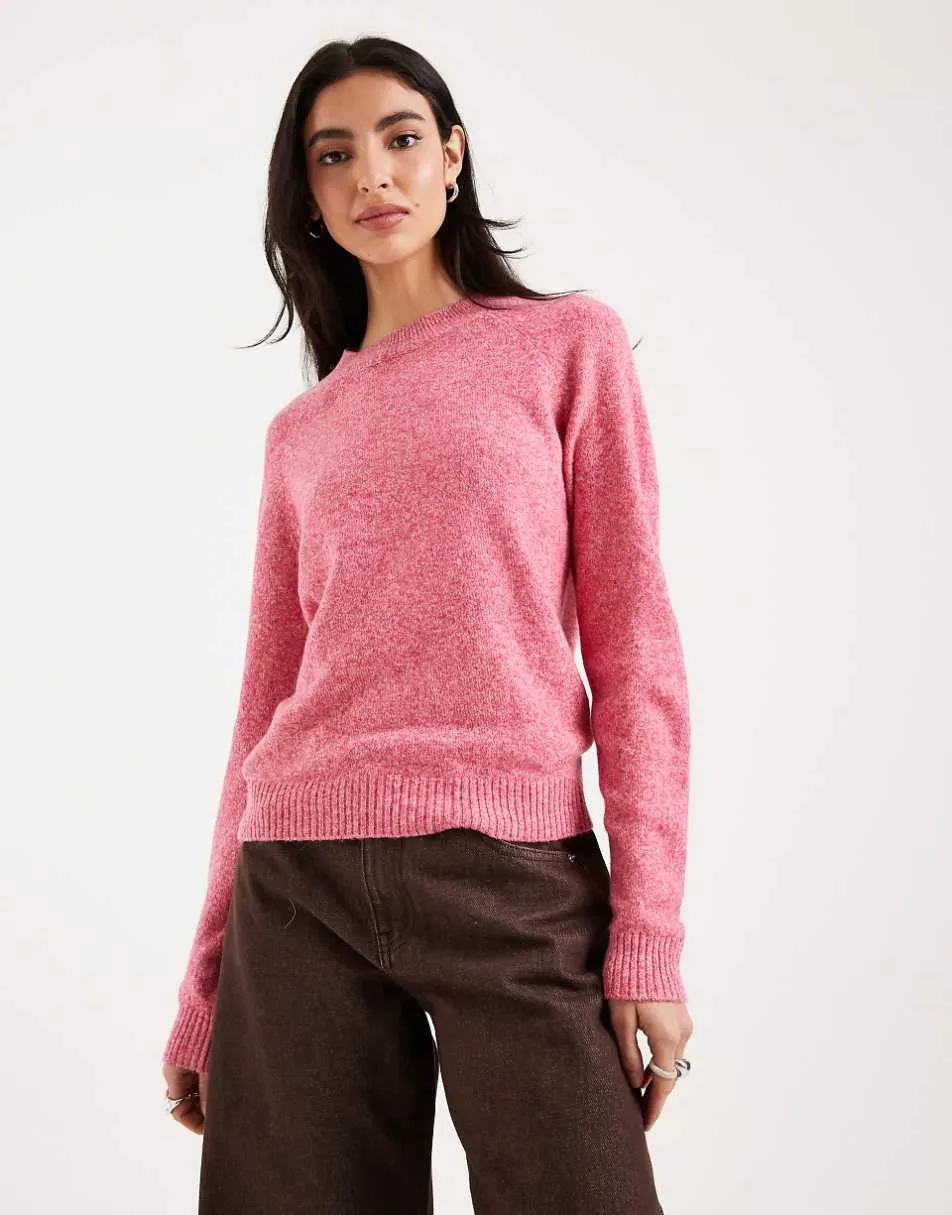 Vero Moda round neck knitted jumper in jazzy pink melange