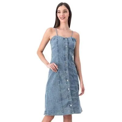 Vestido Mxstaza Mujer Tirantes Delgados Con Botones