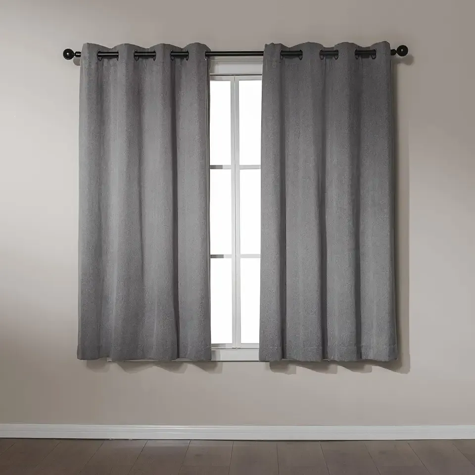 Chenille Room Darkening Curtains, Light Filtering Window Drapes for Bedroom and Living Room, 2-Panel Set with Grommets, 42" W × 63" L, Grey Solid