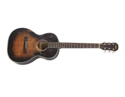 ARIA 131 DELTA PLAYER - 1928 VINTAGE STYLE PARLOR ACOUSTIC GUITAR W/OPEN GEAR TUNERS - SPRUCE/ SAPELE - MUDDY BROWN