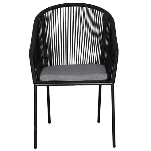 Stuhl - schwarz - Seilgeflecht - mit Sitzkissen