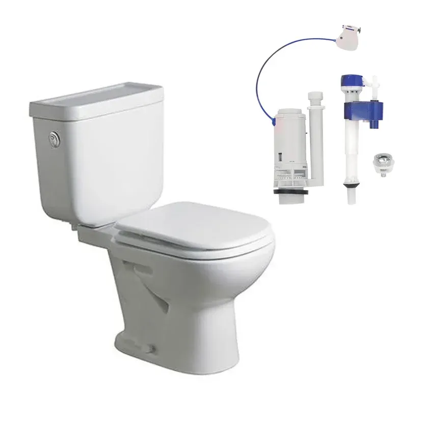 Kit inodoro largo Bari con depósito y accesorios blanco