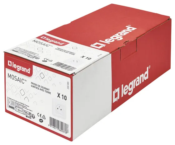 Lot 10 prises avec terre \" Mosaic\" blanc - Legrand