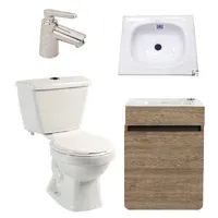 Combo De Baño Tao : Sanitario Tao Redondo de 2 piezas + Mueble Aluvia Miel 40 cm + Griferia Lavamanos Nogal Sensi Dacqua