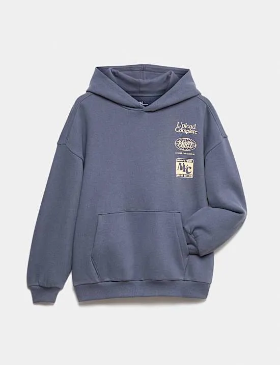 Hoodie mit hohem Baumwollanteil und Zeichnung (6–16 J.)