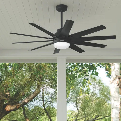Hunter® Overton 60" Matte Black Indoor/Outdoor LED Ceiling Fan