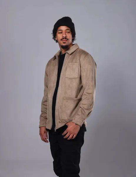 Rickard Vegan Suede Jacket Lt.Grey