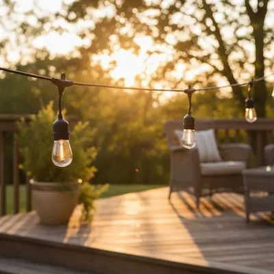 27-ft Solar Black Indoor/Outdoor String Light with 10 White -Light LED Edison Bulbs