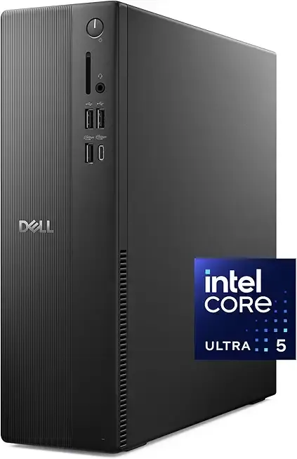 Dell Slim Desktop ECS1250 - Intel Core Ultra 5-225 Processor, Intel UHD Graphics, 16GB DDR5 5600MT/s Memory, 512GB M.2 SSD, 3.0 SD Card Reader, Wired Keyboard and Mouse, Basic Onsite Service