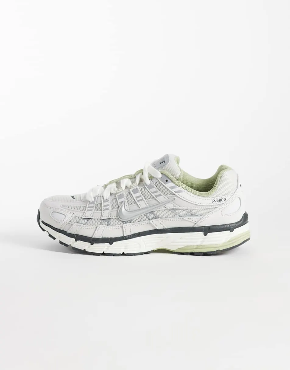 Nike P-6000 big lace trainers in metallic grey and off white