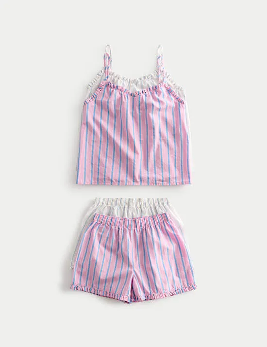 Kids' 2 Pack Strappy Striped Short Pyjamas (6-16 Yrs)