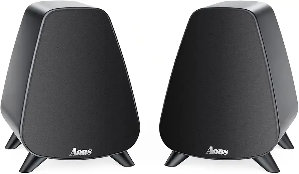 Powered Bookshelf Speaker,Active Bluetooth 5.3 – 80W RMS 2-Way Stereo / 3″ Aluminum Long-Stroke Woofer & 20 mm Silk Dome Tweeter, RCA + Optical Inputs, Sub-Out & Remote Wooden（AS-31Matte Black）