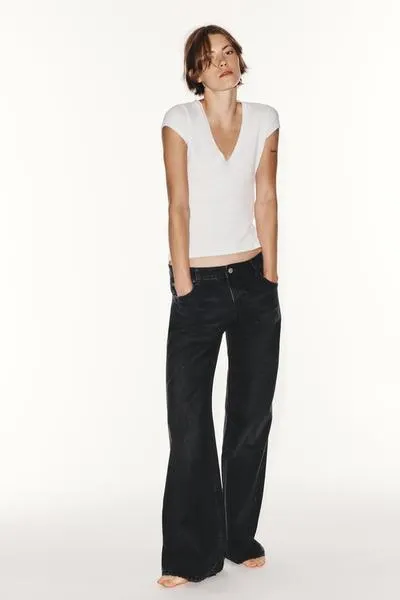 WIDE-LEG FLARE LOW-RISE TRF JEANS