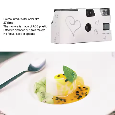 Film Camera Single Use Camera Advance Wheel Flash Portable Retro Full Manual Control with 27 35mm Color Films for Wedding