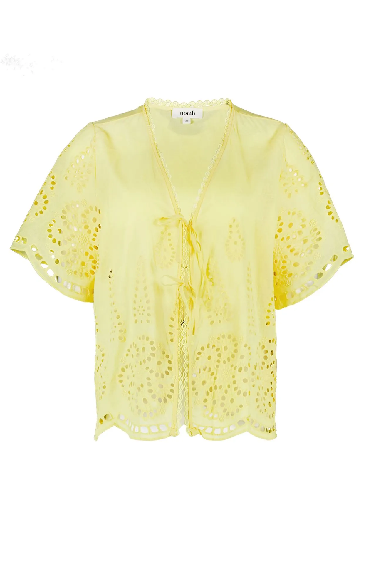 Gele broderie blouse