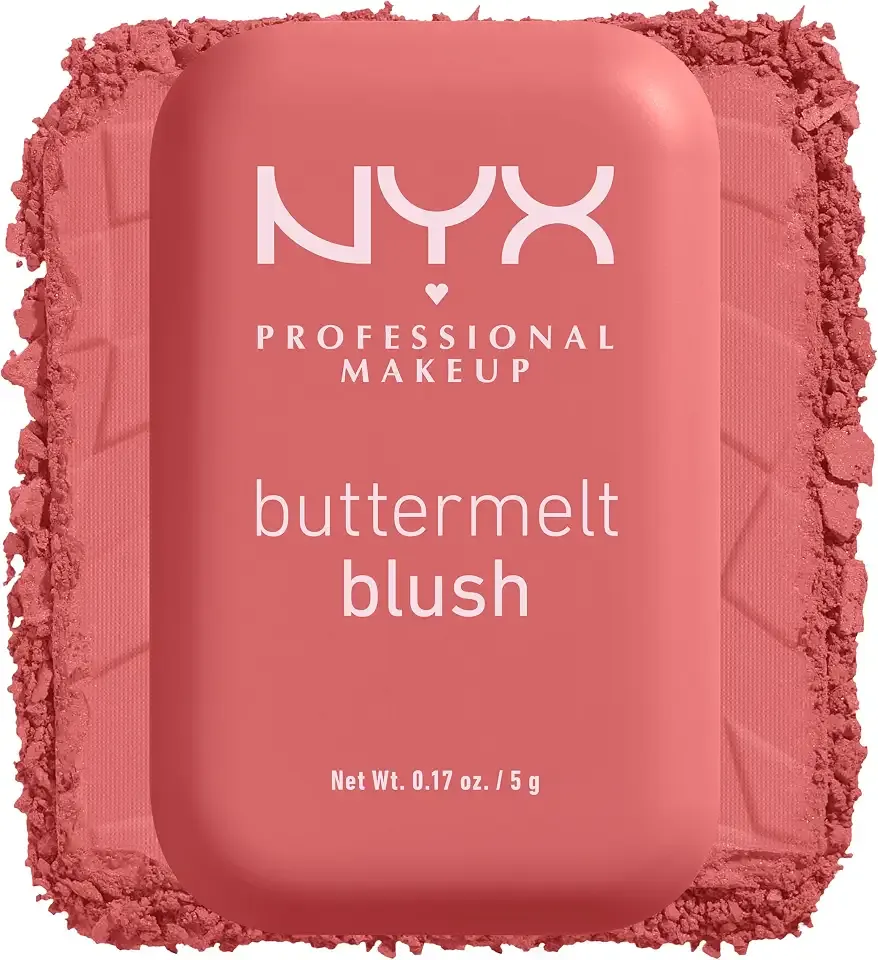 NYX PROFESSIONAL MAKEUP Buttermelt Powder Blush, Fade and Transfer-Resistant Blush, Up to 12HR Make Up Wear, Vegan Formula - Feeling Butta