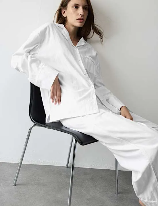 Pure Cotton Sateen Striped Pyjama Set